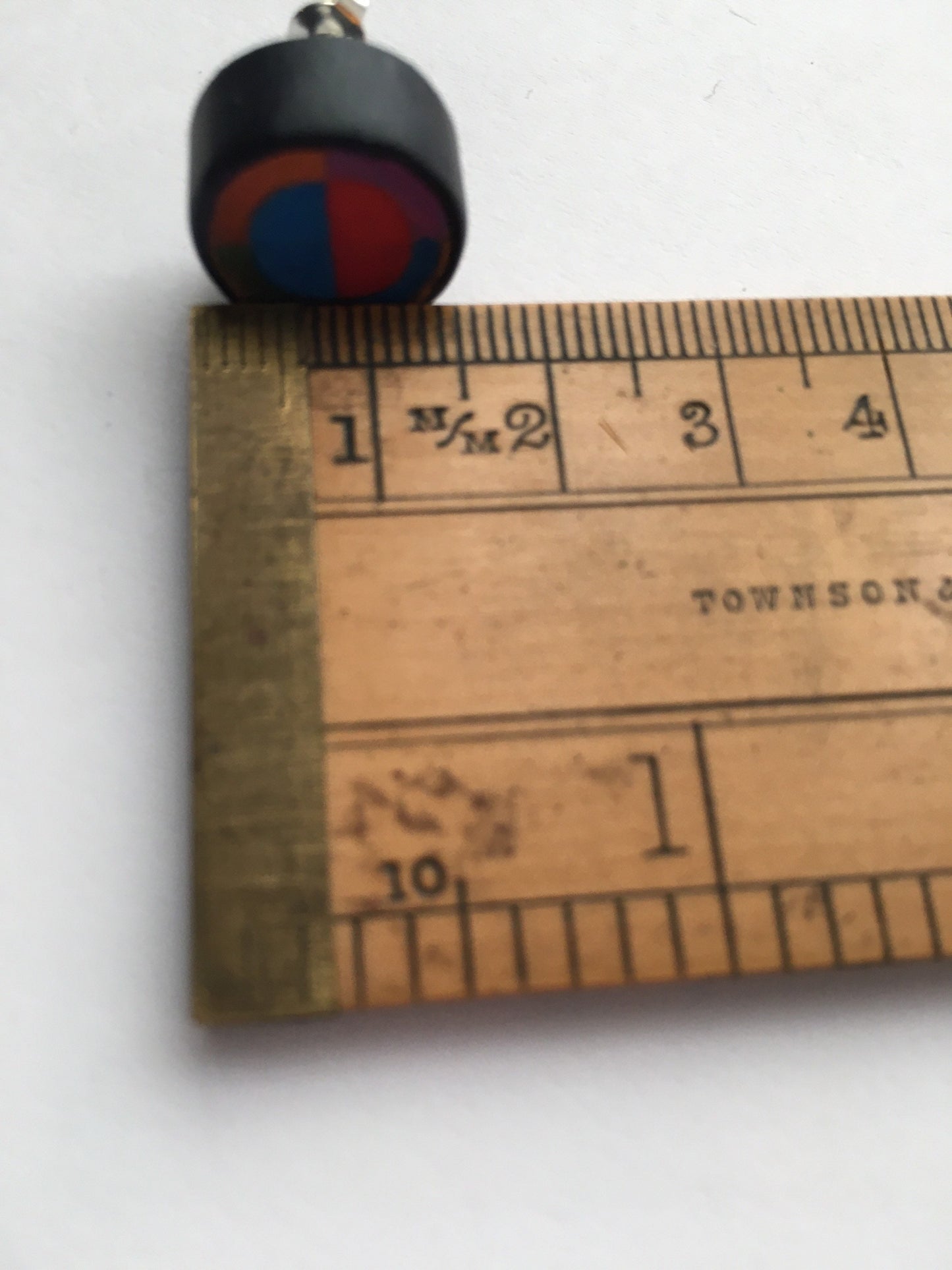 Robert Delaunay art, rounded, wooden, silver earrings. Long distance artsy gift.