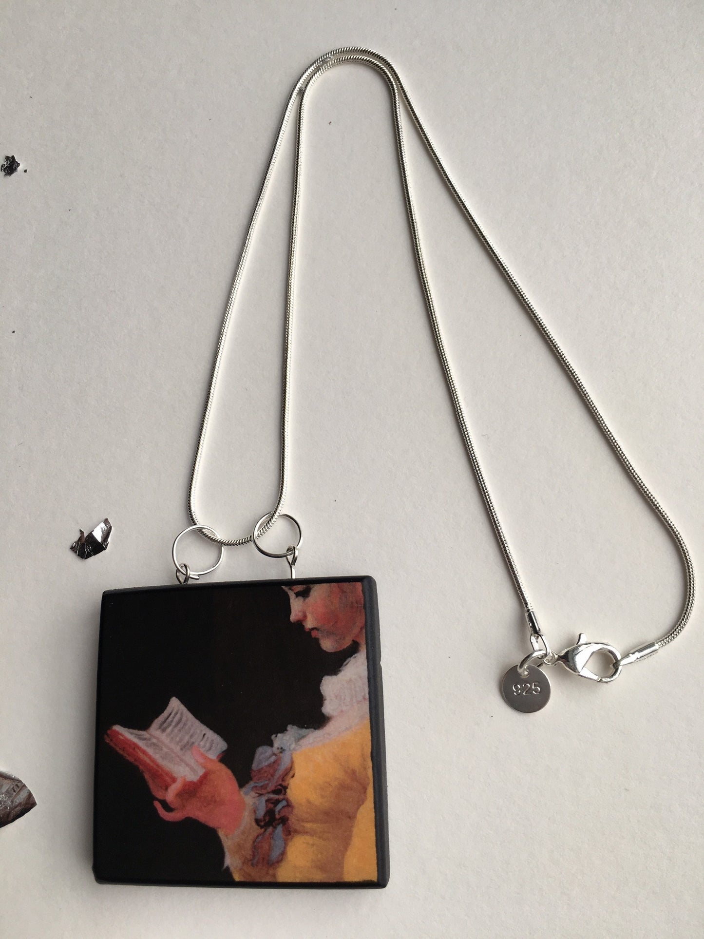 Museum-Inspired Sustainable Necklace Rococo art, Fragonard whimsical necklace. Obljewellery