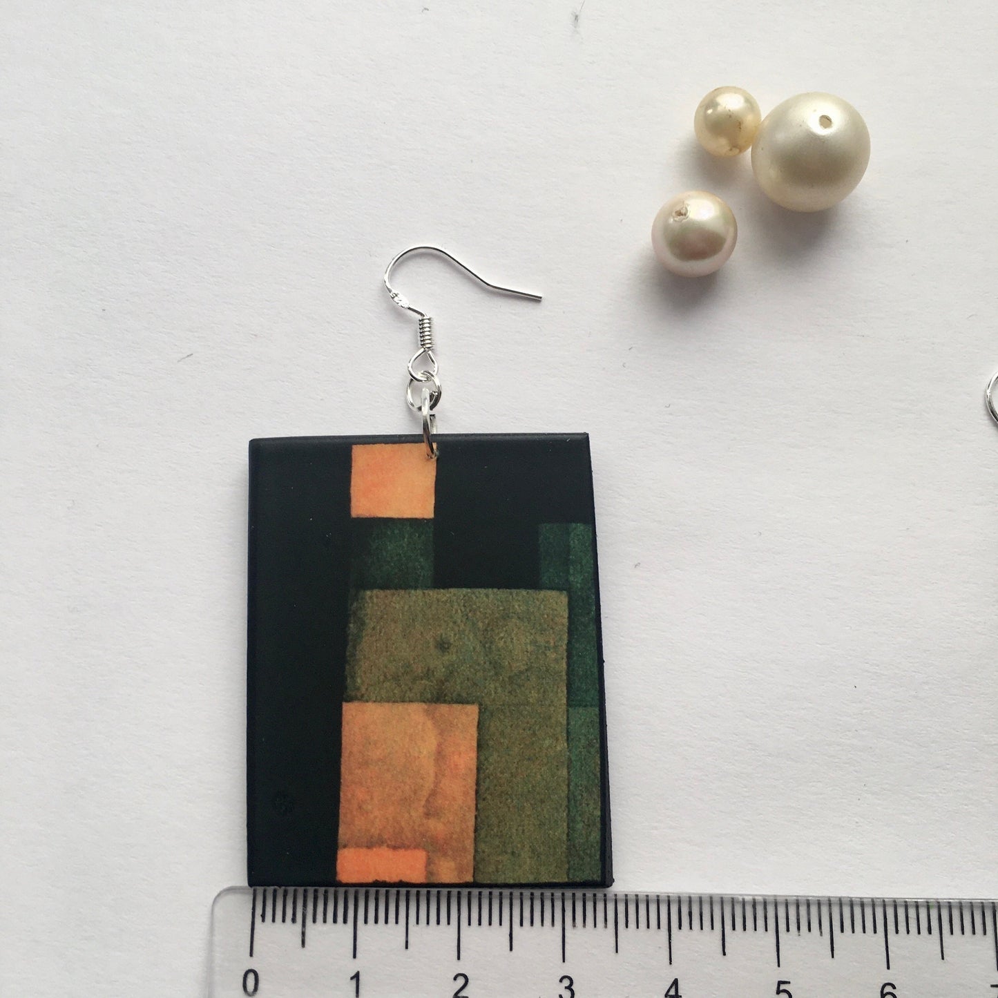 Paul Klee artsy earrings, sustainable wood, 925 silver hooks. Birthday girl gift.