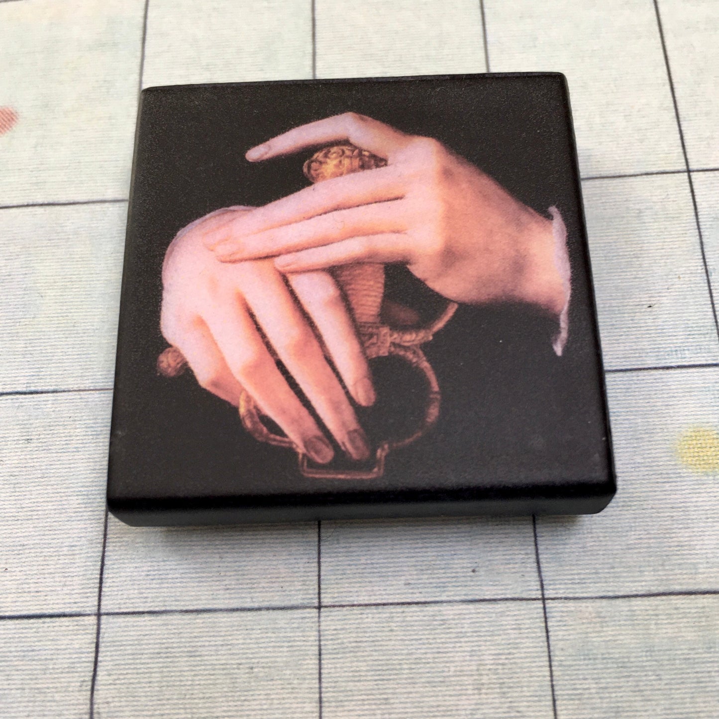 Art Brooch inspired by Agnolo Bronzino hands detail on sustainable wood. unisex artsy brooch . Jewellery gift