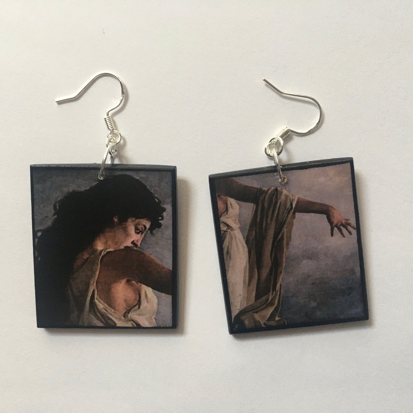These lightweight earrings represent a story of Greek mythological sapphic art. lesbian art earrings gift.
