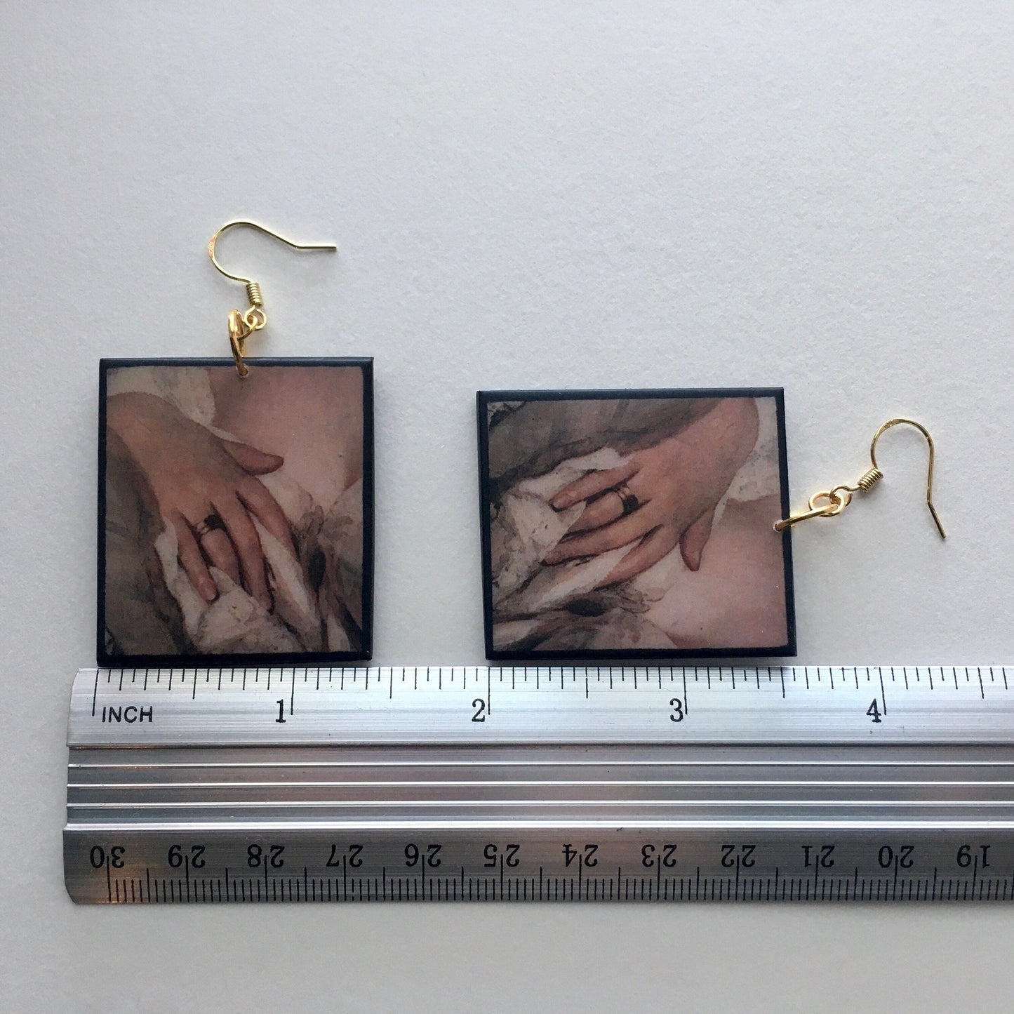 Sensual woman, Valentine gift, wooden earrings. Rococo art.