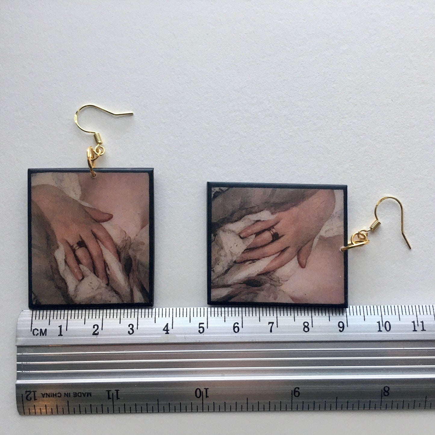 Sensual woman, Valentine gift, wooden earrings. Rococo art.