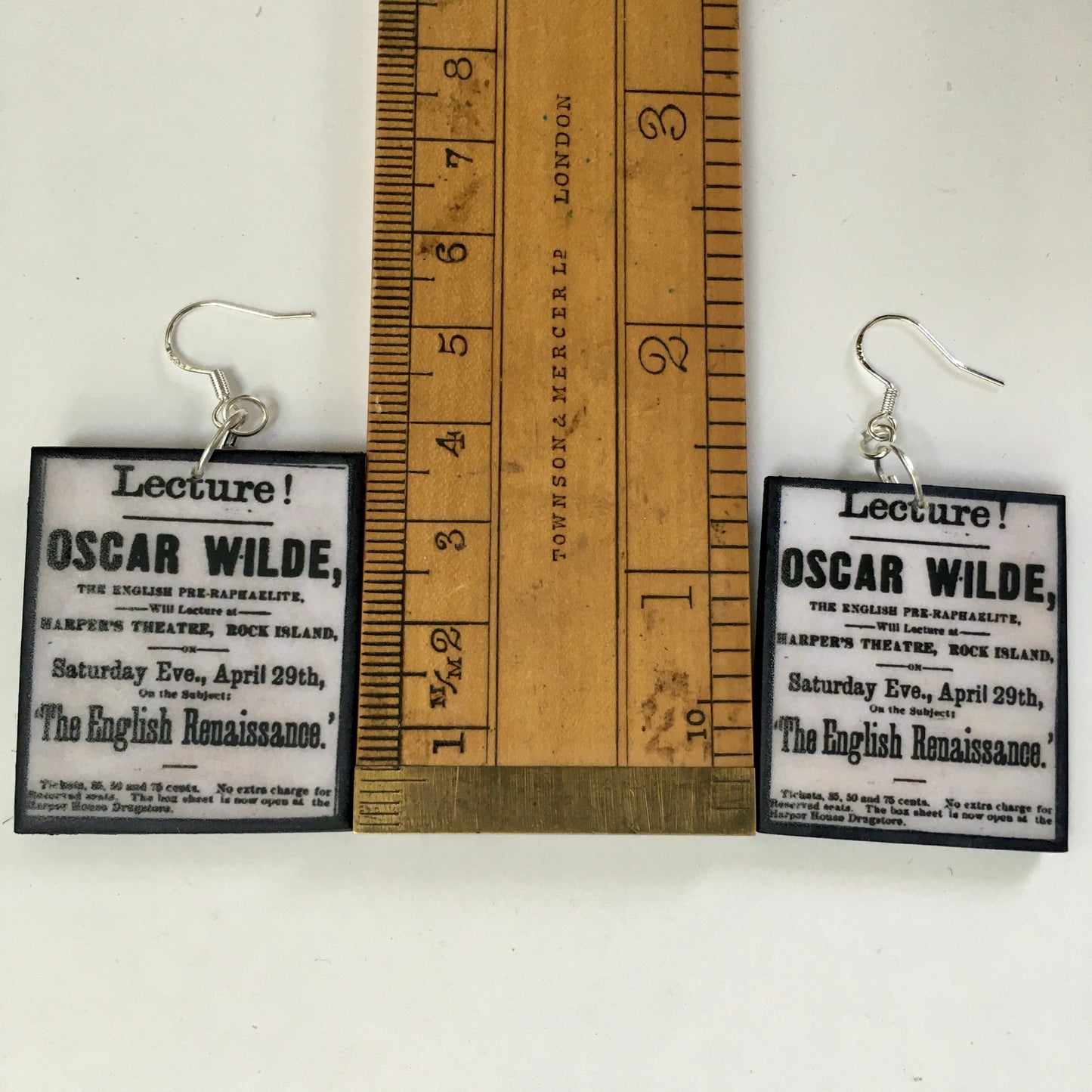 Oscar Wilde at Harper’s Theatre art earrings