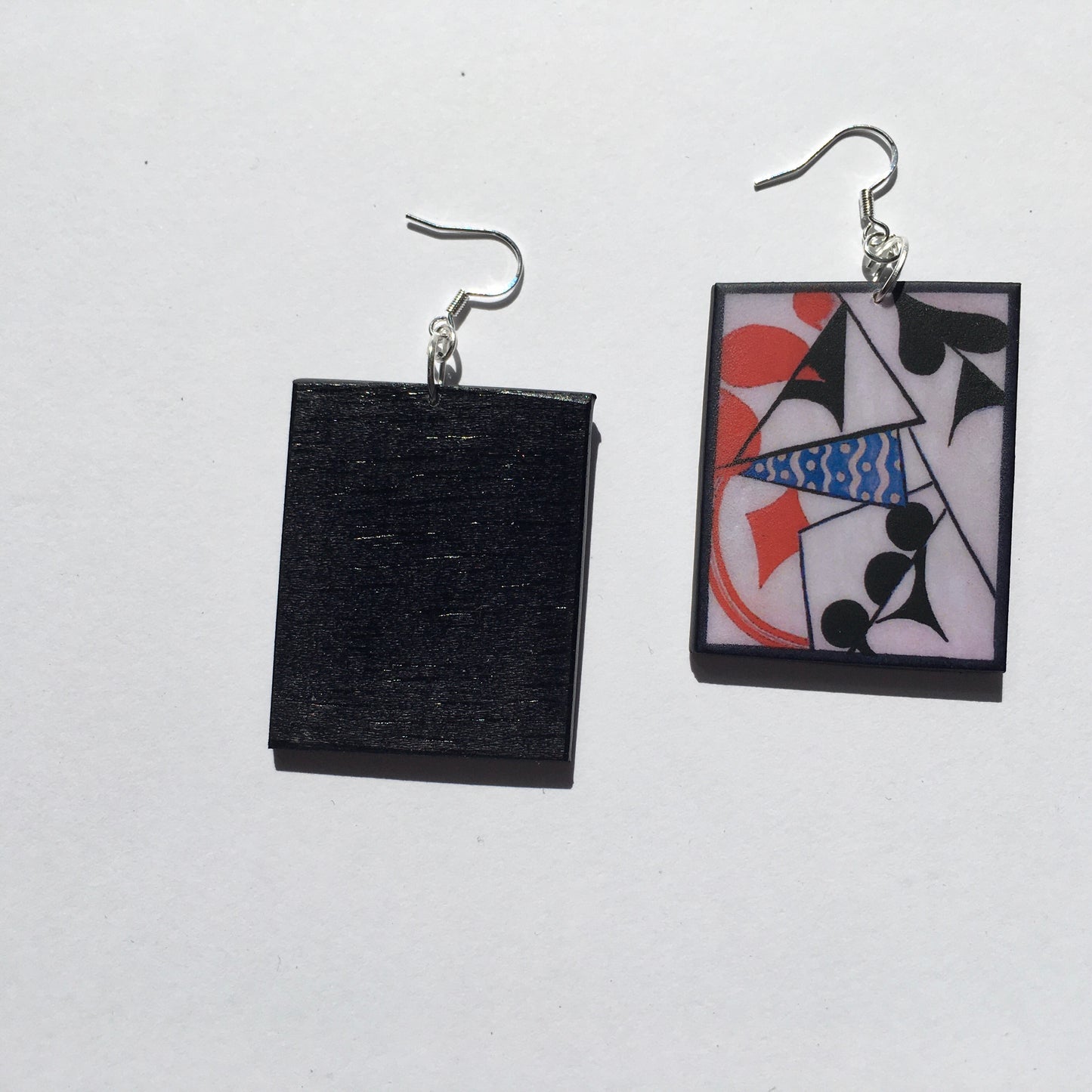 Cubism style, playing cards earrings.
