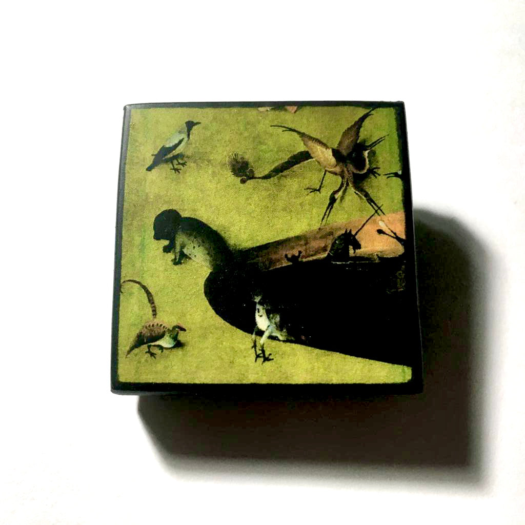 Art brooch inspired by Hieronymus Bosch.