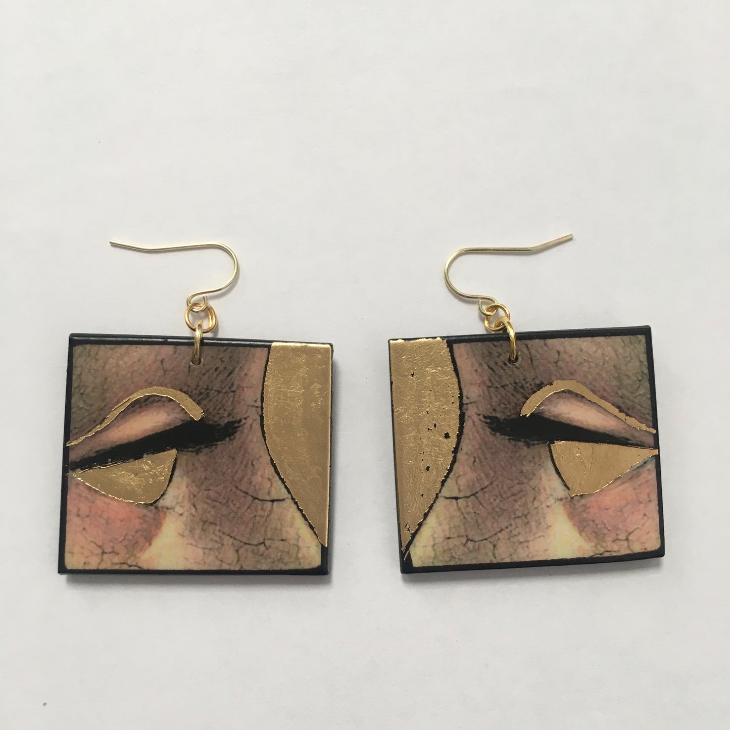 Christmas gold leaf earrings