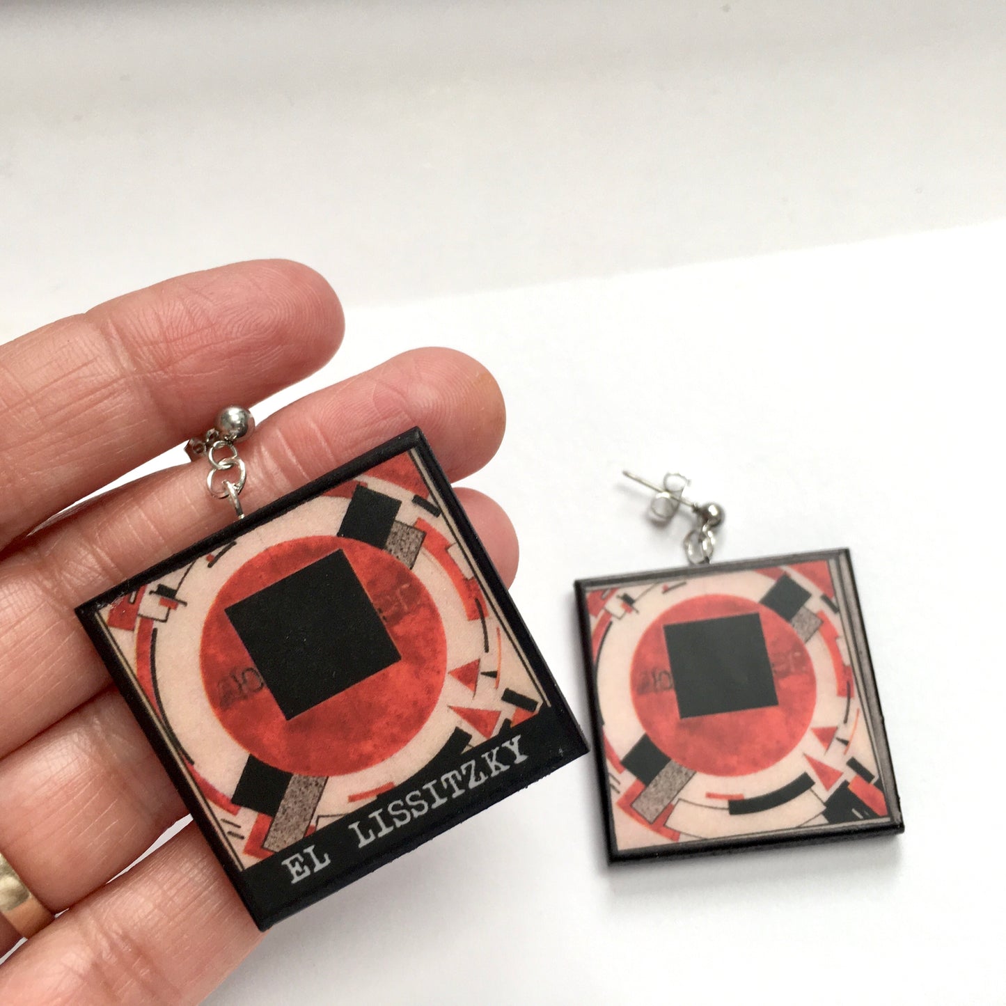 El Lissitzky earrings, Rosa Luxemburg monument project