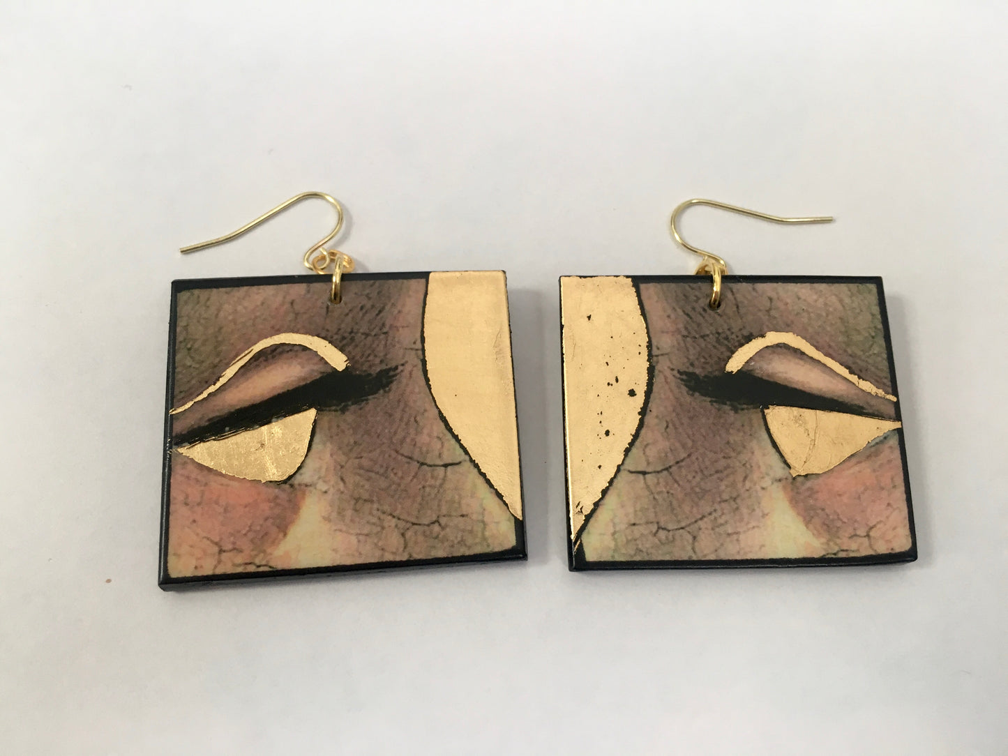 Christmas gold leaf earrings