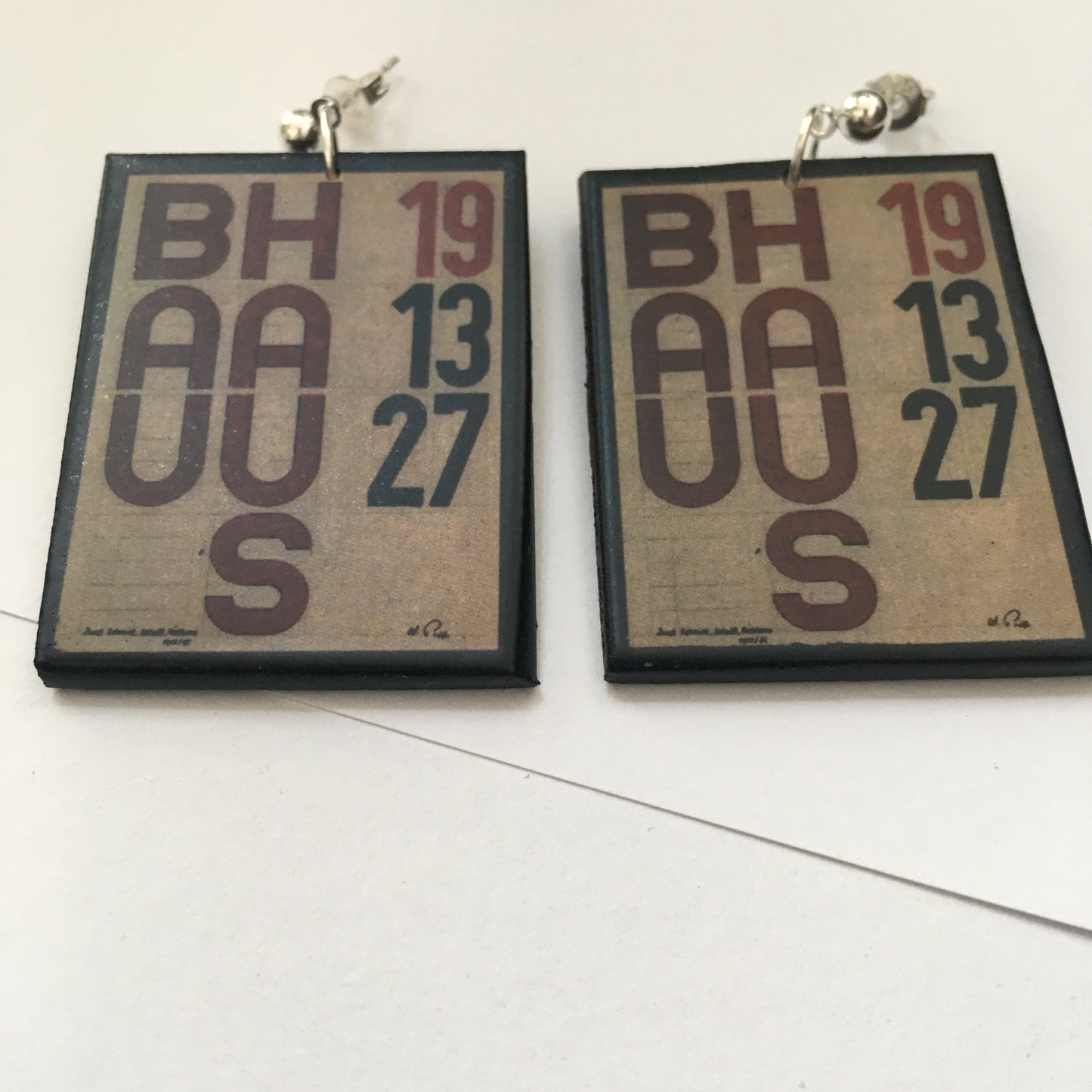 Bauhaus typography art earrings