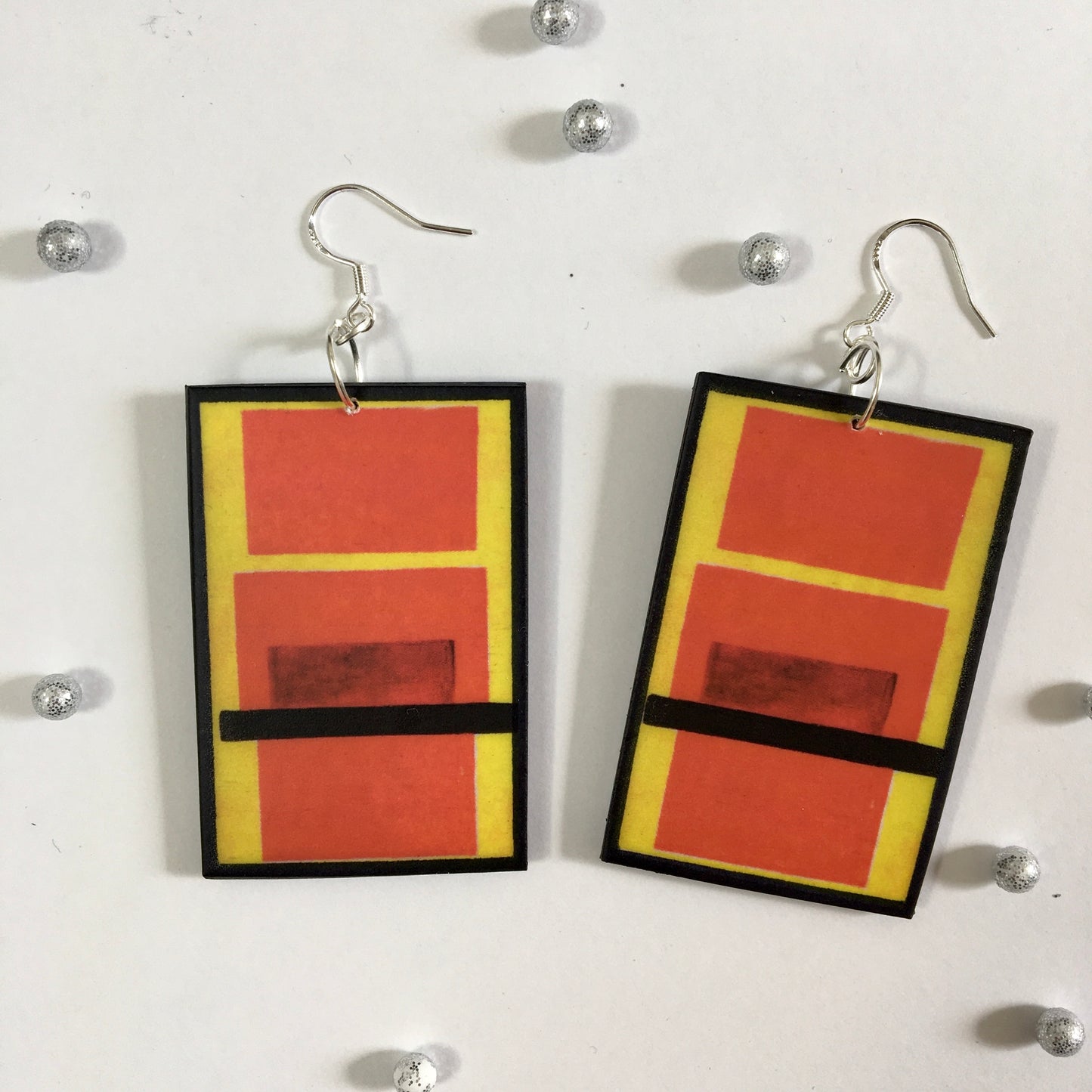 Suprematism art earrings. Sustainable gift.