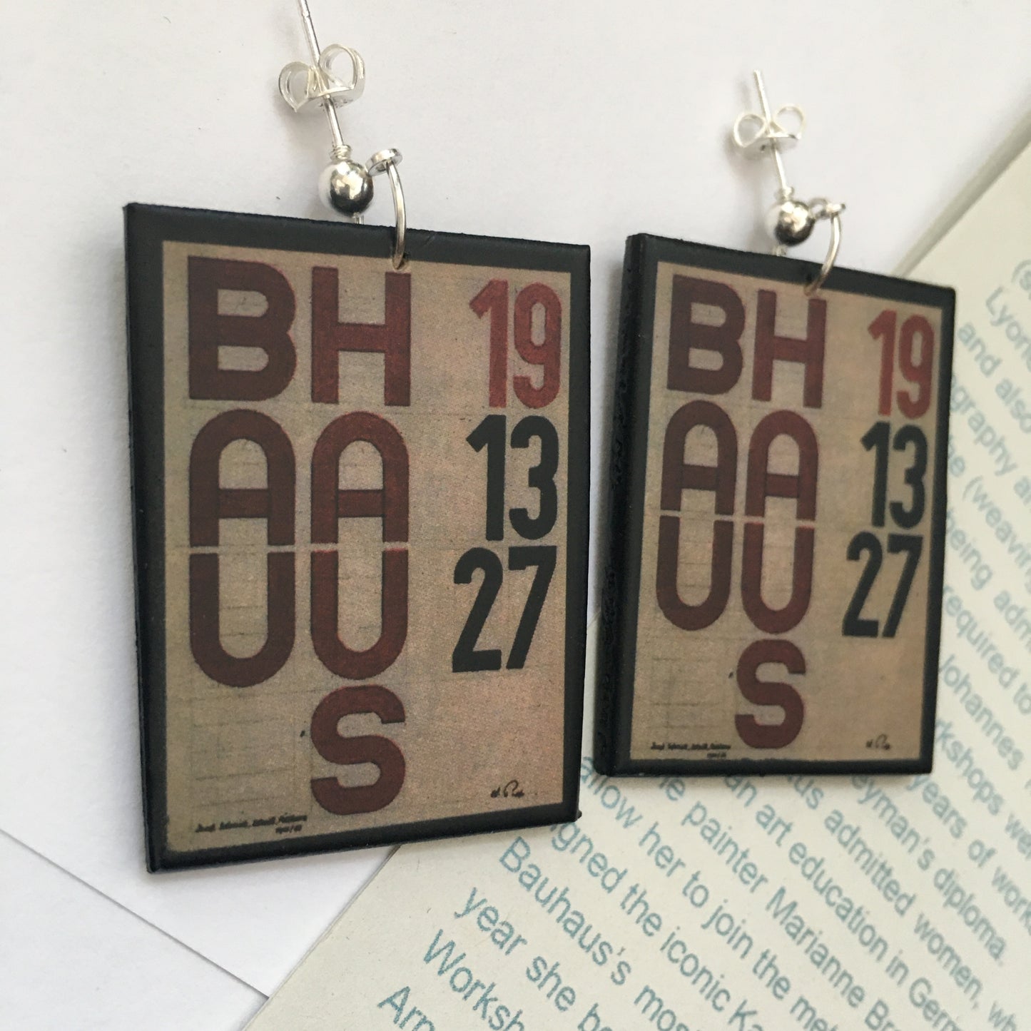 Bauhaus typography art earrings