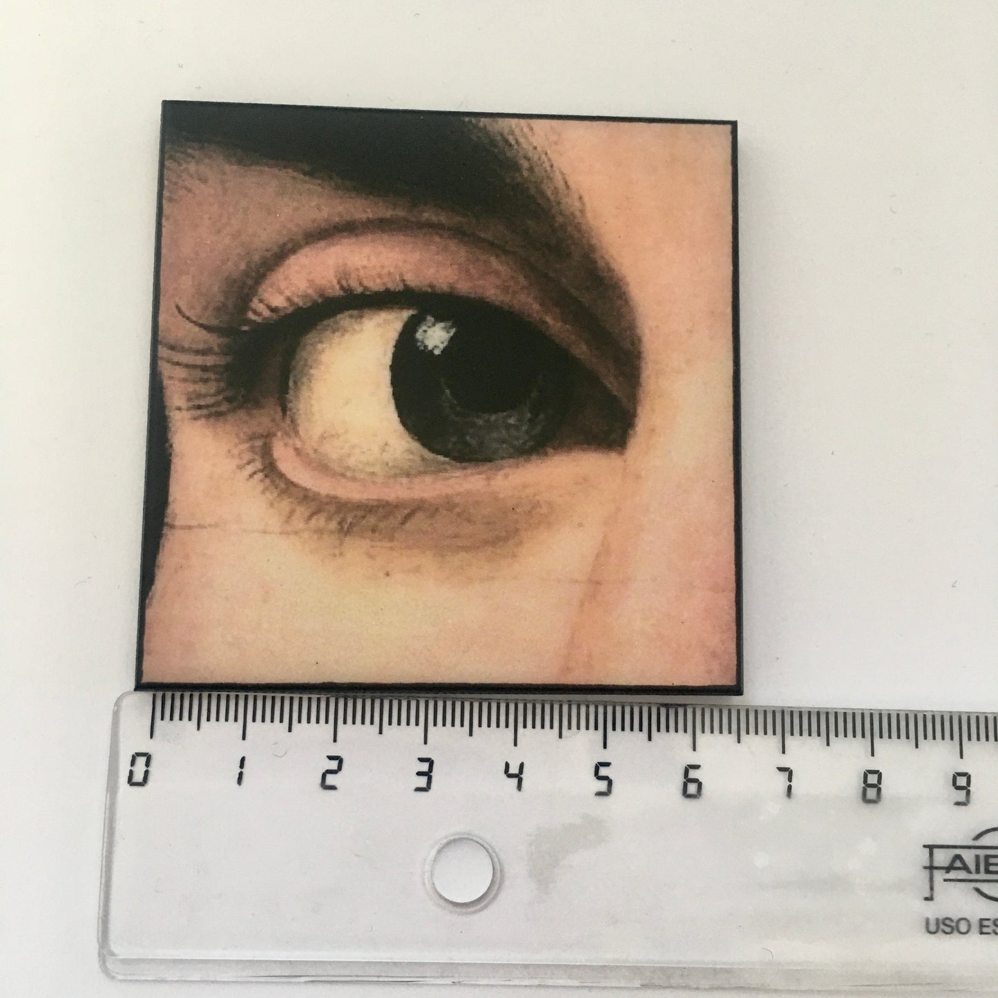 Renaissance eye detail, large wood brooch