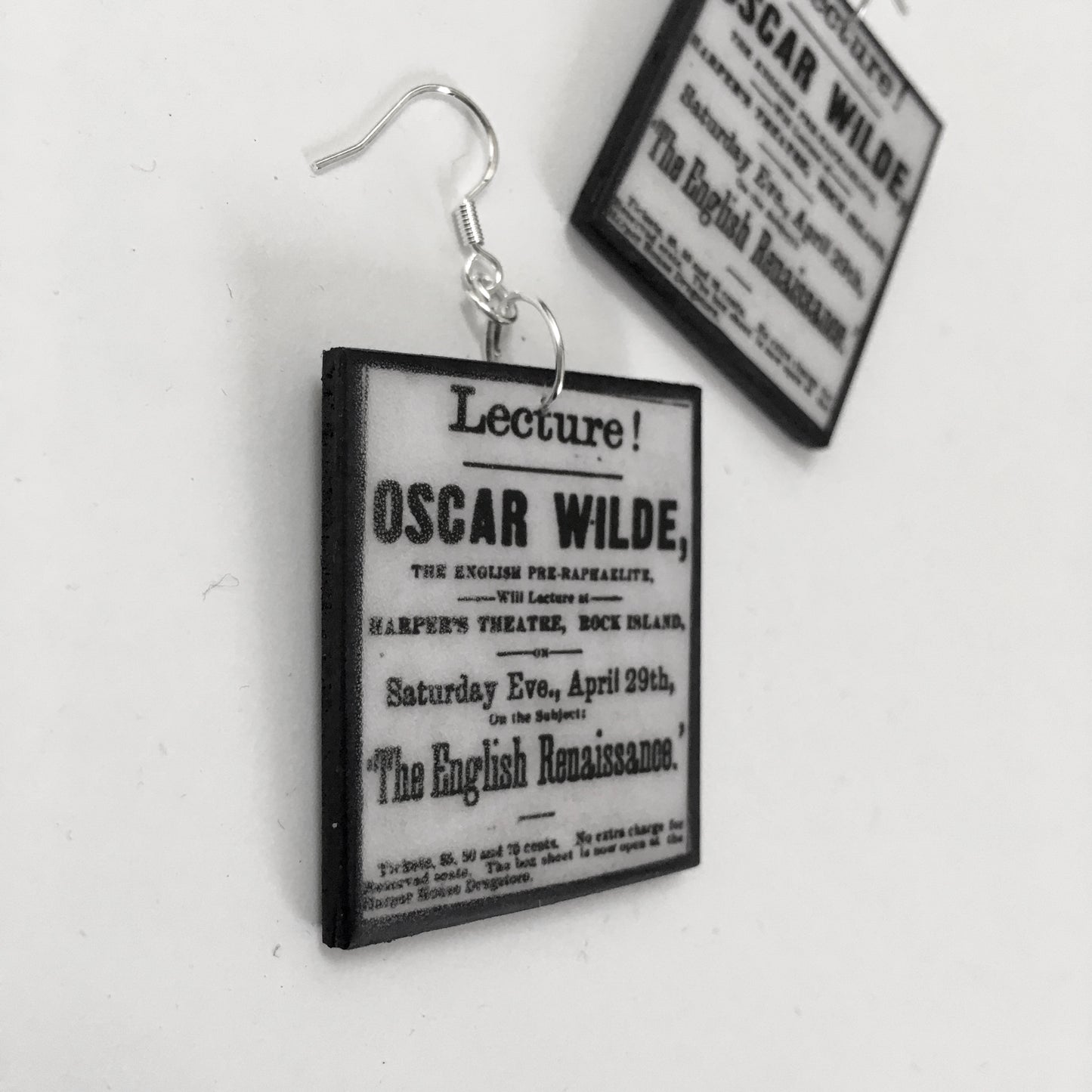 Oscar Wilde at Harper’s Theatre art earrings