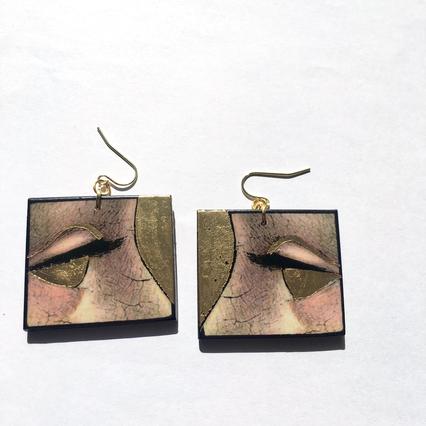 Christmas gold leaf earrings