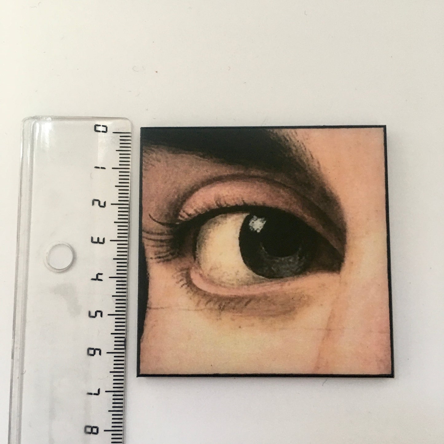 Renaissance eye detail, large wood brooch