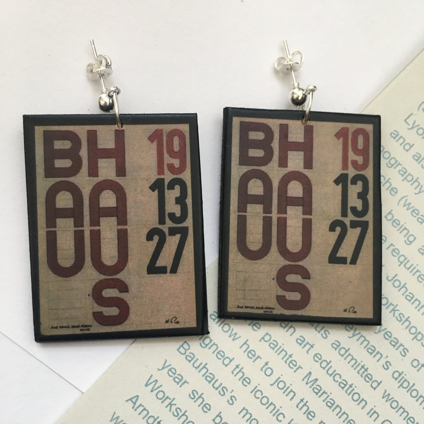 Bauhaus typography art earrings