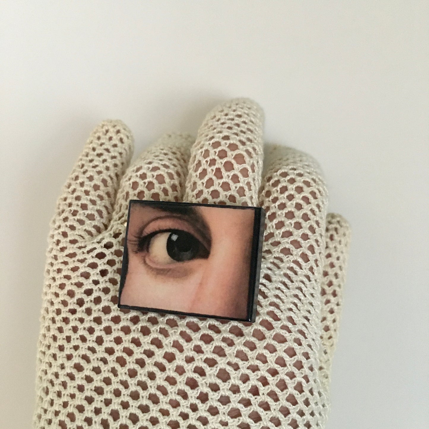 Eye art ring handmade from sustainable wood