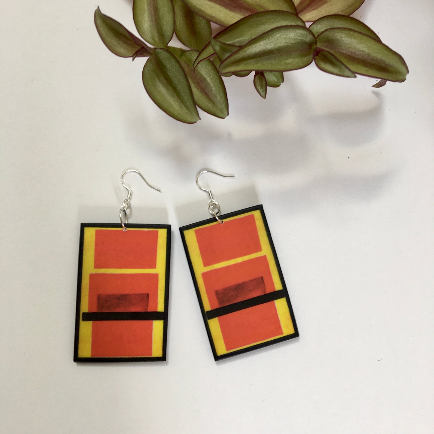 Suprematism art earrings. Sustainable gift.