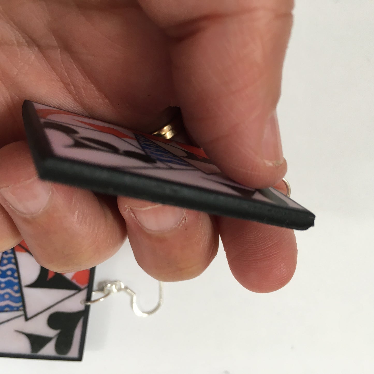 Cubism style, playing cards earrings.