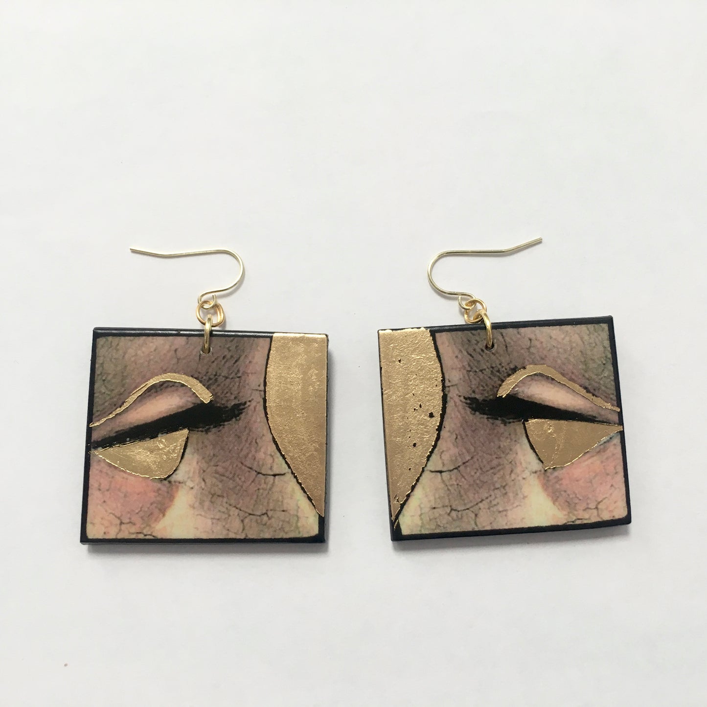 Christmas gold leaf earrings