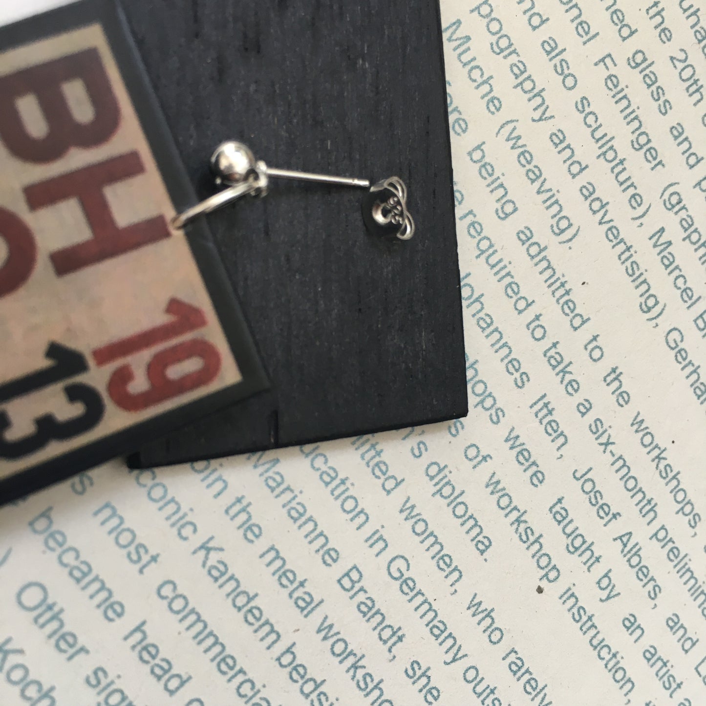 Bauhaus typography art earrings