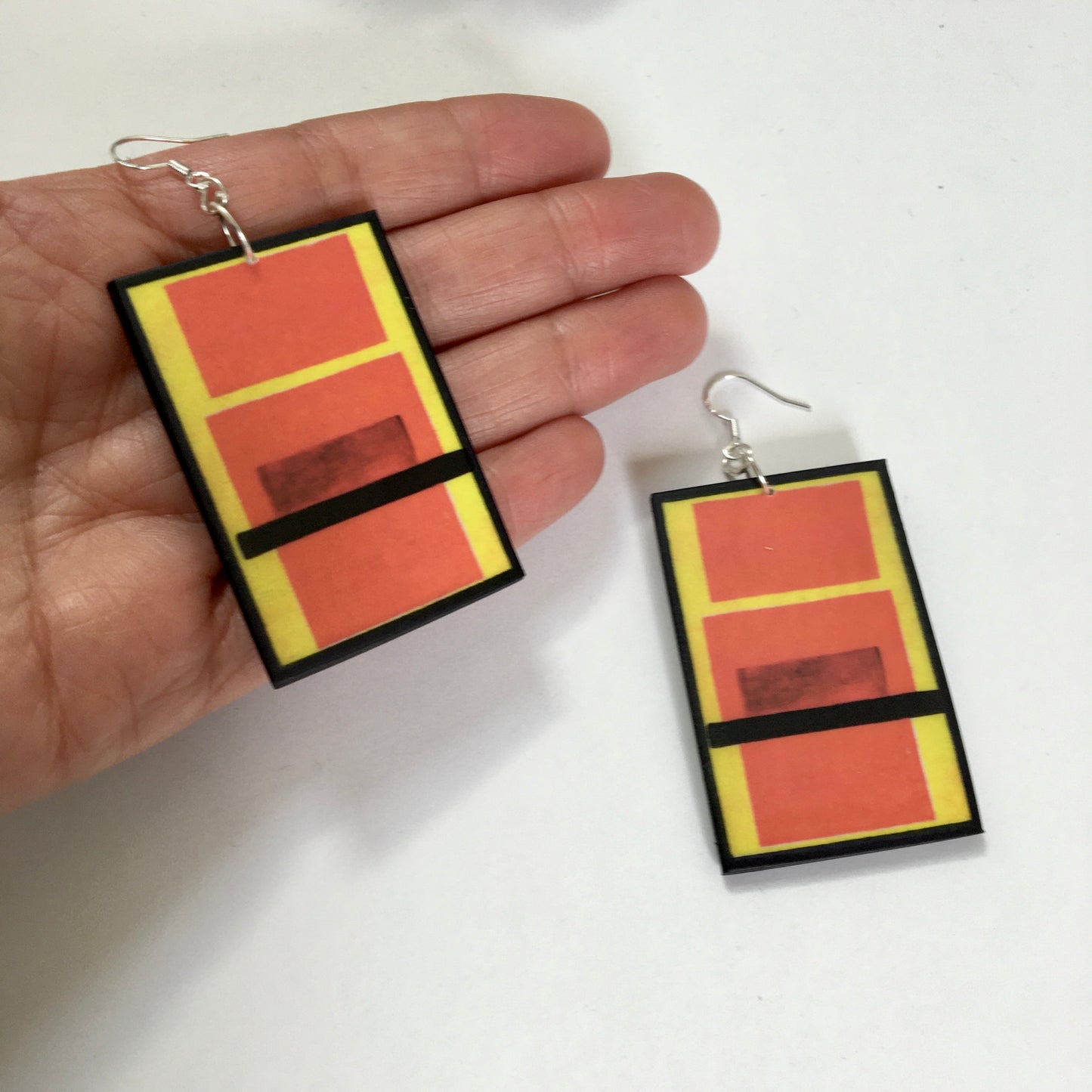 Suprematism art earrings. Sustainable gift.