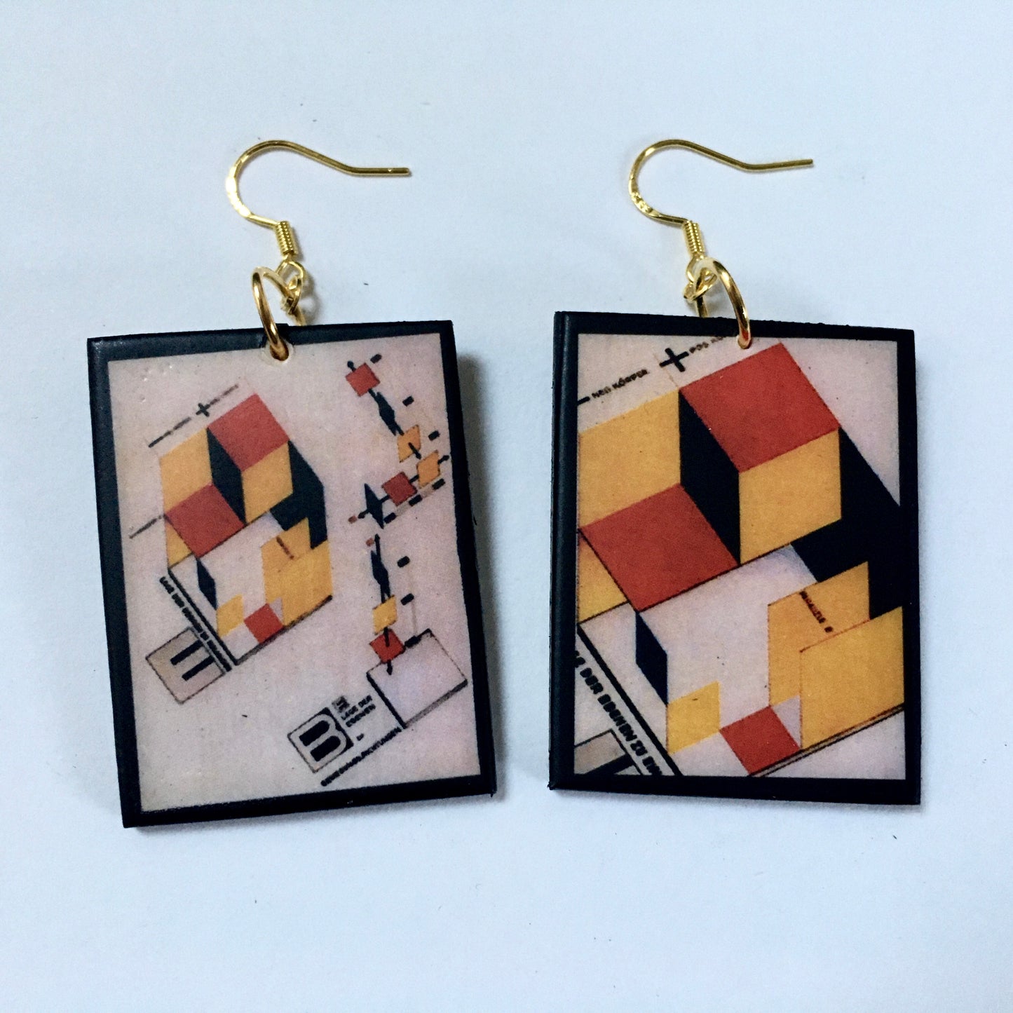 Museum-Inspired Sustainable Earrings Bauhaus geometric earrings Obljewellery