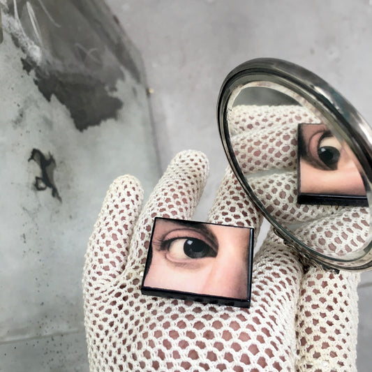 Eye art ring handmade from sustainable wood