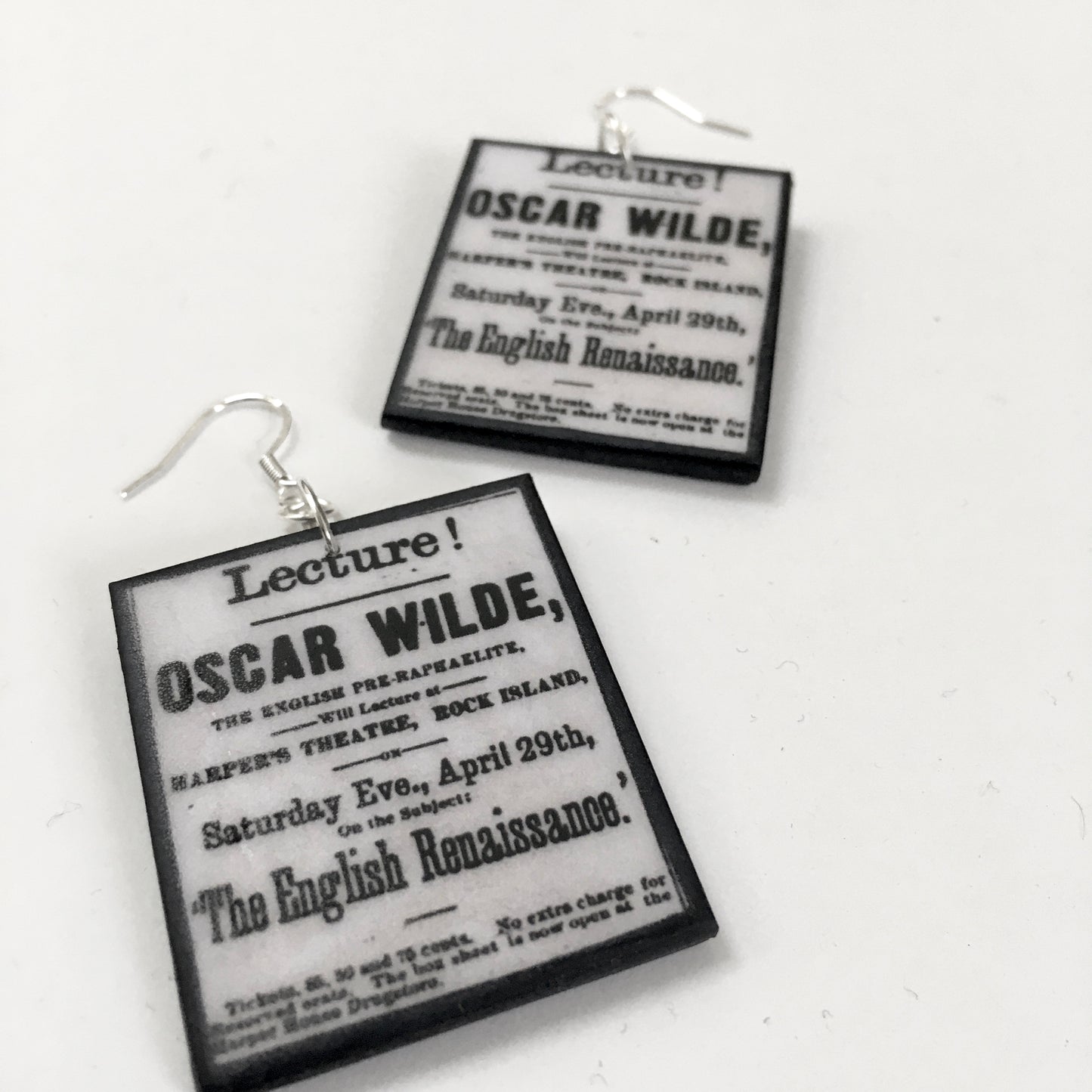 Oscar Wilde at Harper’s Theatre art earrings