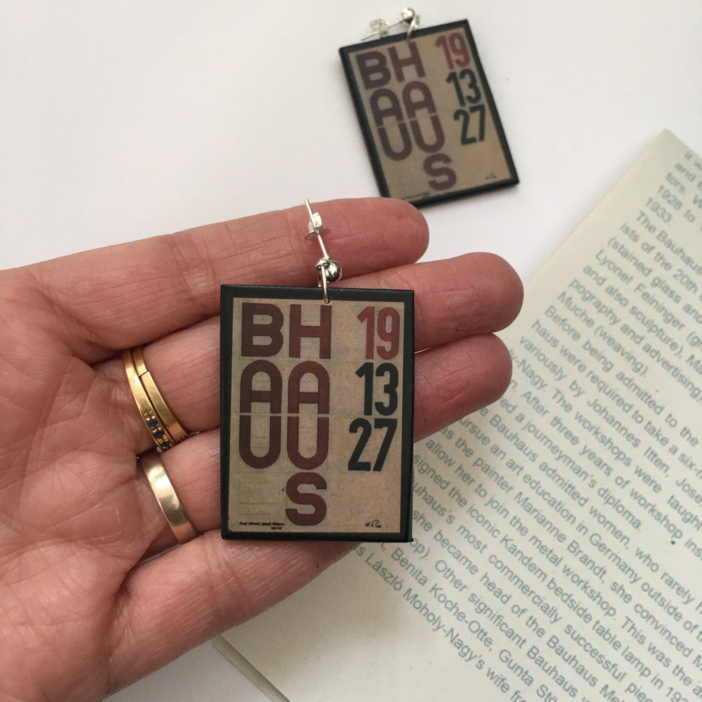 Bauhaus typography art earrings