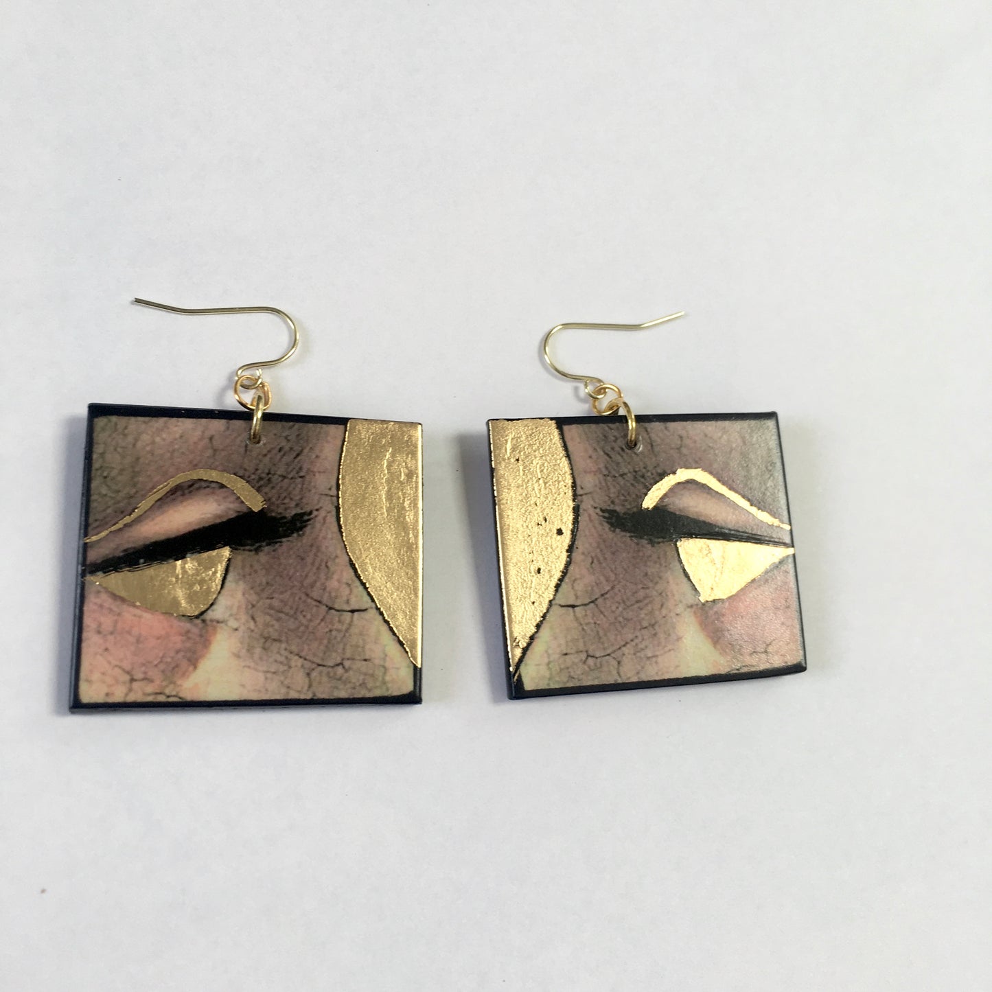 Christmas gold leaf earrings