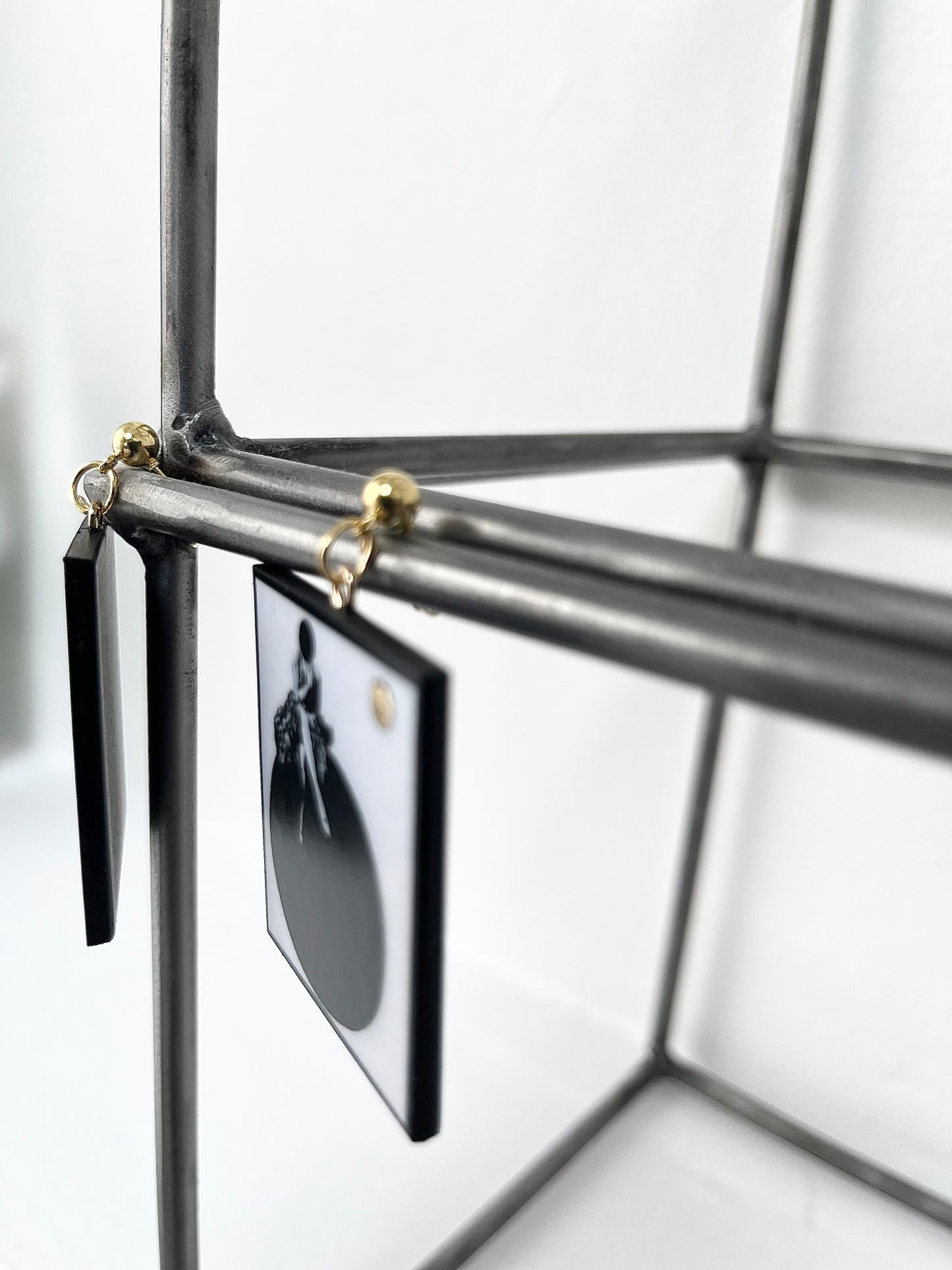 Museum-Inspired Sustainable Earrings Minimalist Bauhaus Wooden Drop Earrings - Sustainable Art Jewelry Obljewellery
