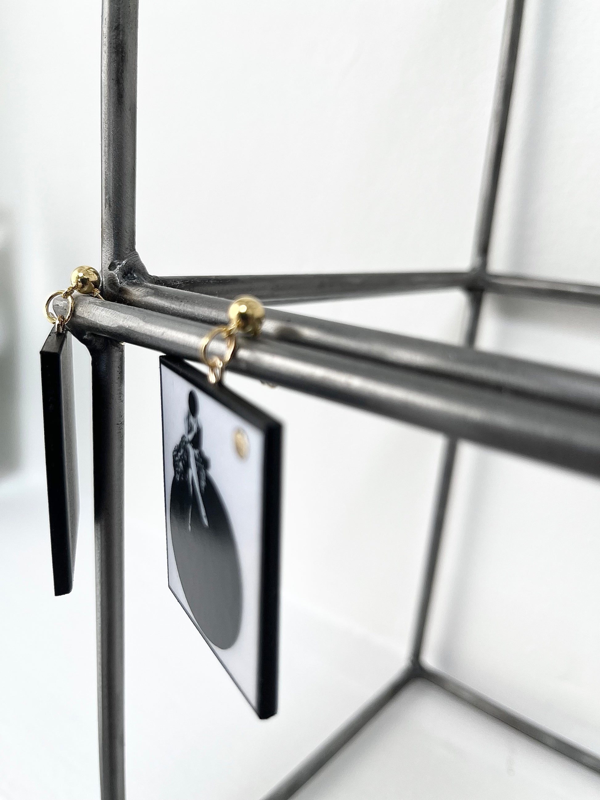 Museum-Inspired Sustainable Earrings Minimalist Bauhaus Wooden Drop Earrings - Sustainable Art Jewelry Obljewellery