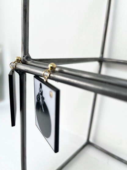 Museum-Inspired Sustainable Earrings Minimalist Bauhaus Wooden Drop Earrings - Sustainable Art Jewelry Obljewellery