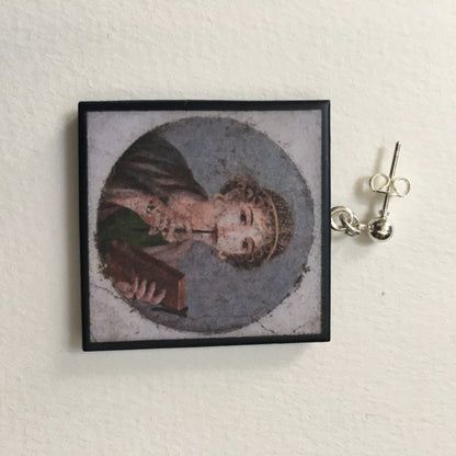 Museum-Inspired Sustainable Earrings Sappho Pompeii fresco earrings Obljewellery