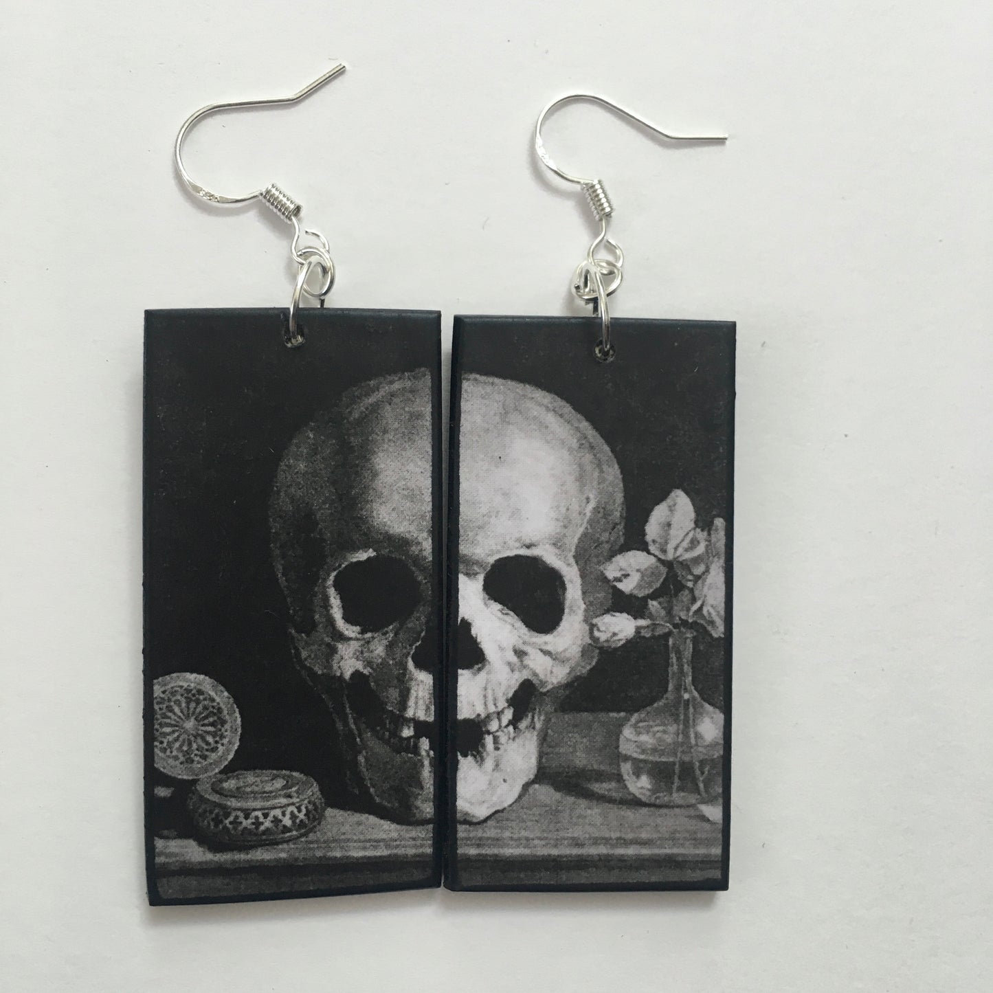 Museum-Inspired Sustainable Earrings Memento Mori art earrings Obljewellery