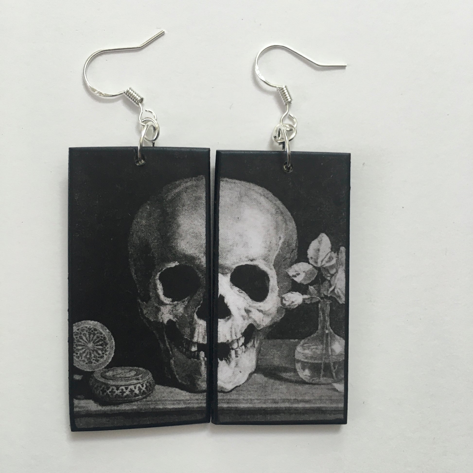 Museum-Inspired Sustainable Earrings Memento Mori art earrings Obljewellery