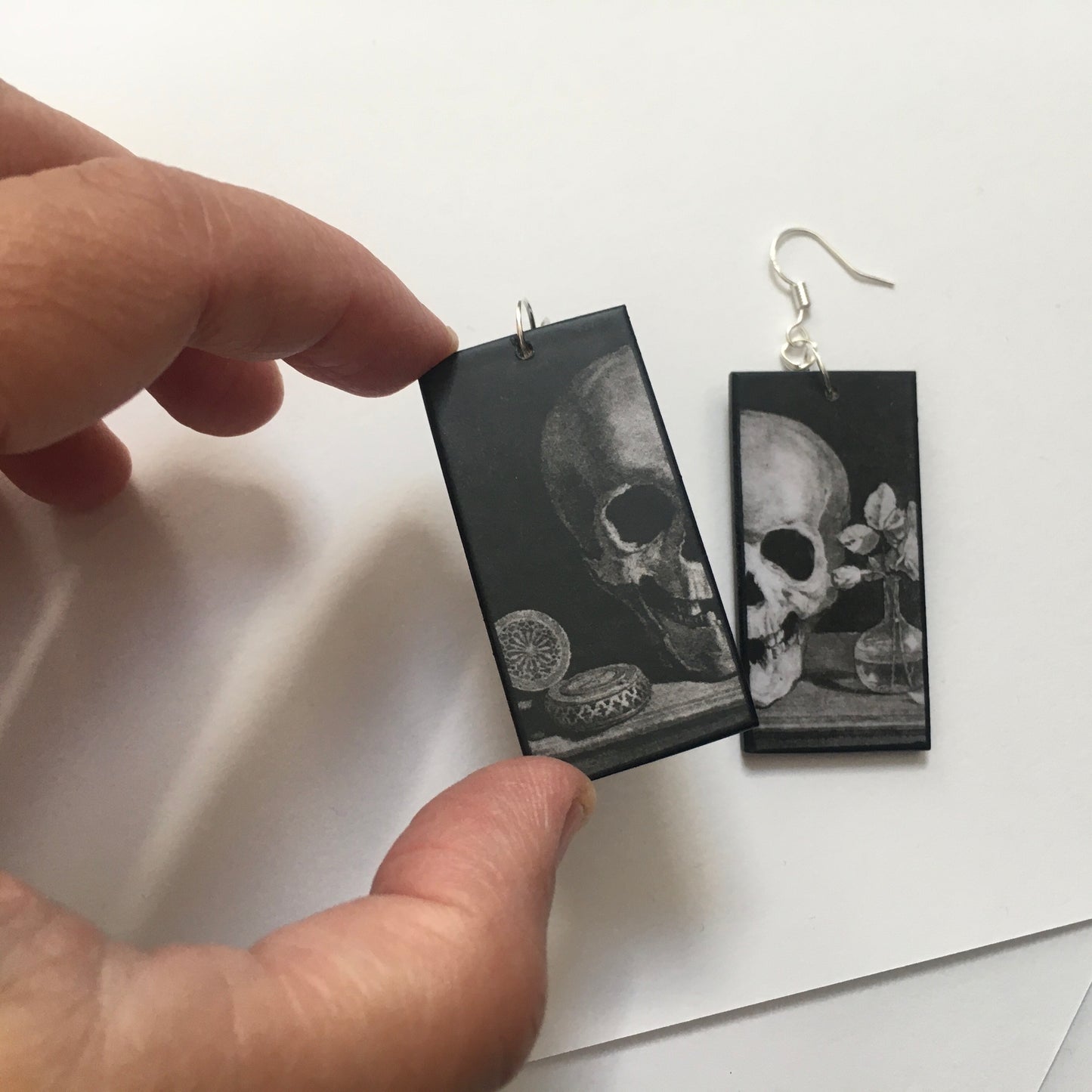 Museum-Inspired Sustainable Earrings Memento Mori art earrings Obljewellery