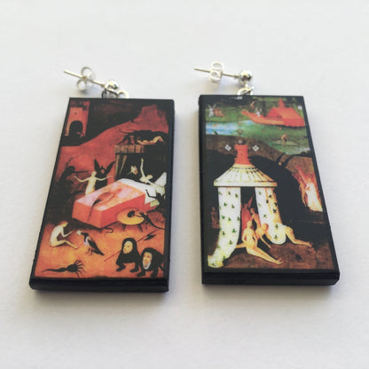 Museum-Inspired Sustainable Earrings Hieronymus Bosch art earrings Obljewellery