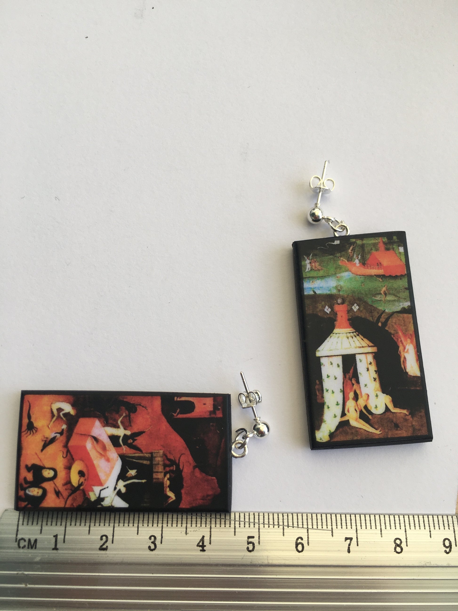 Museum-Inspired Sustainable Earrings Hieronymus Bosch art earrings Obljewellery