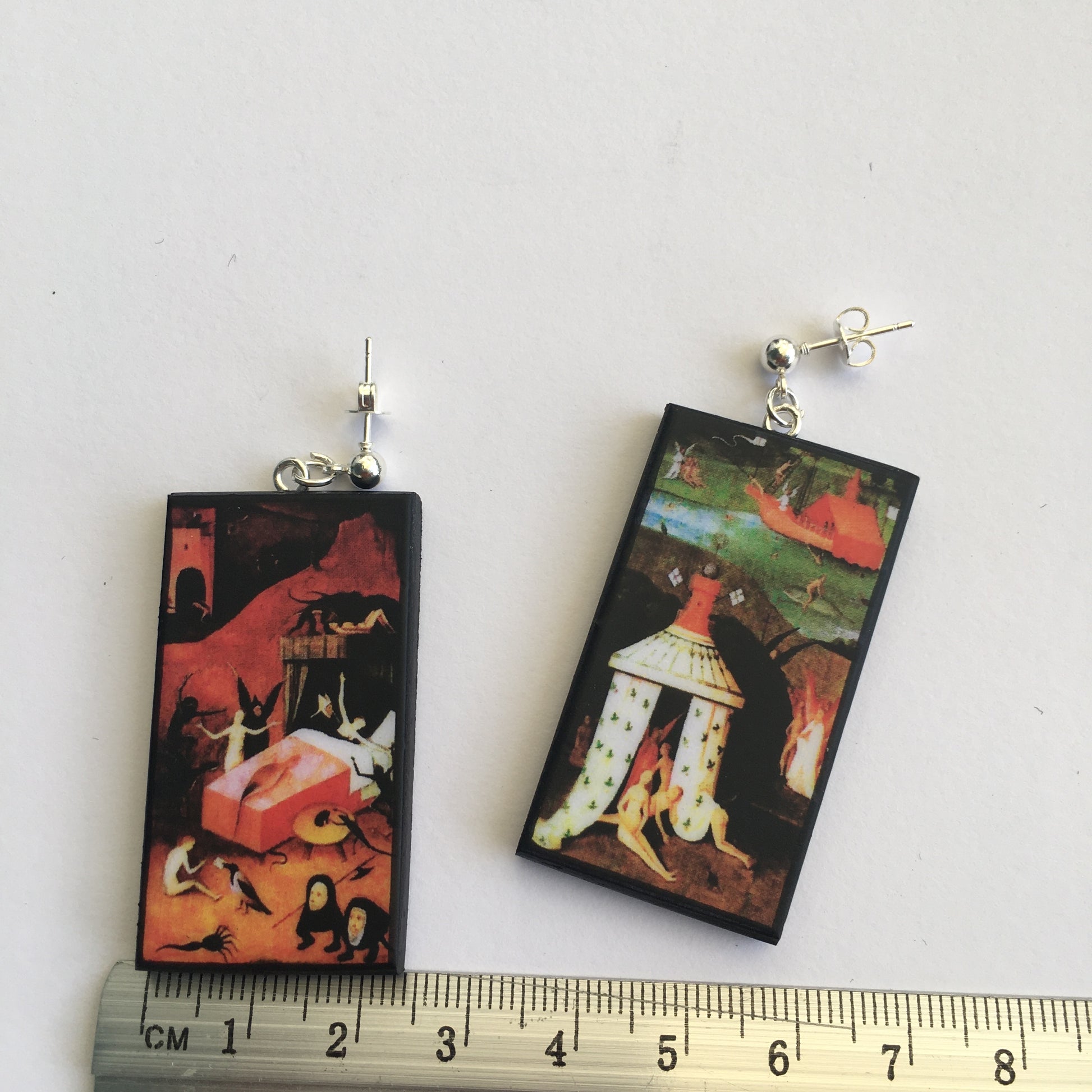 Museum-Inspired Sustainable Earrings Hieronymus Bosch art earrings Obljewellery