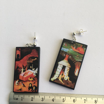 Museum-Inspired Sustainable Earrings Hieronymus Bosch art earrings Obljewellery