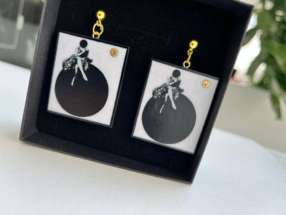 Museum-Inspired Sustainable Earrings Minimalist Bauhaus Wooden Drop Earrings - Sustainable Art Jewelry Obljewellery