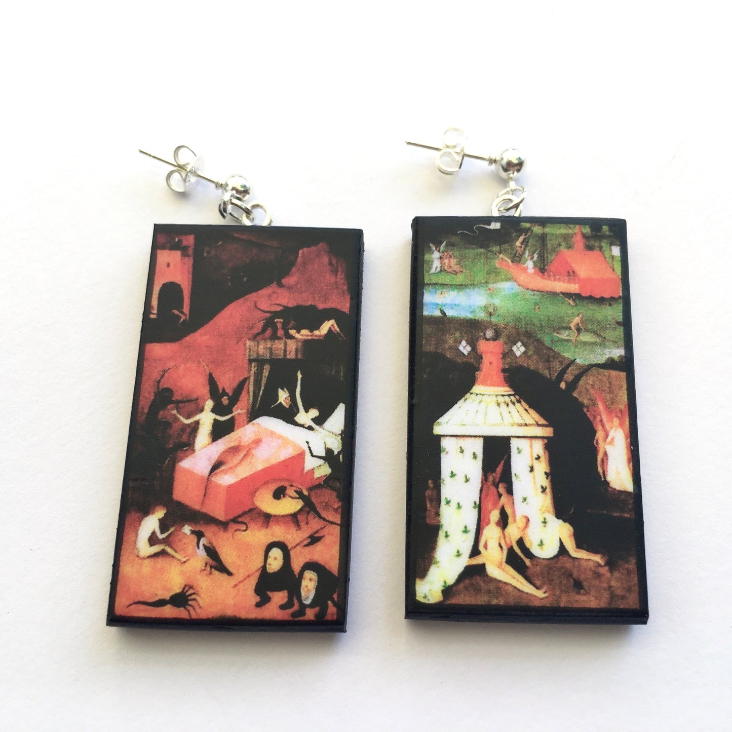 Museum-Inspired Sustainable Earrings Hieronymus Bosch art earrings Obljewellery