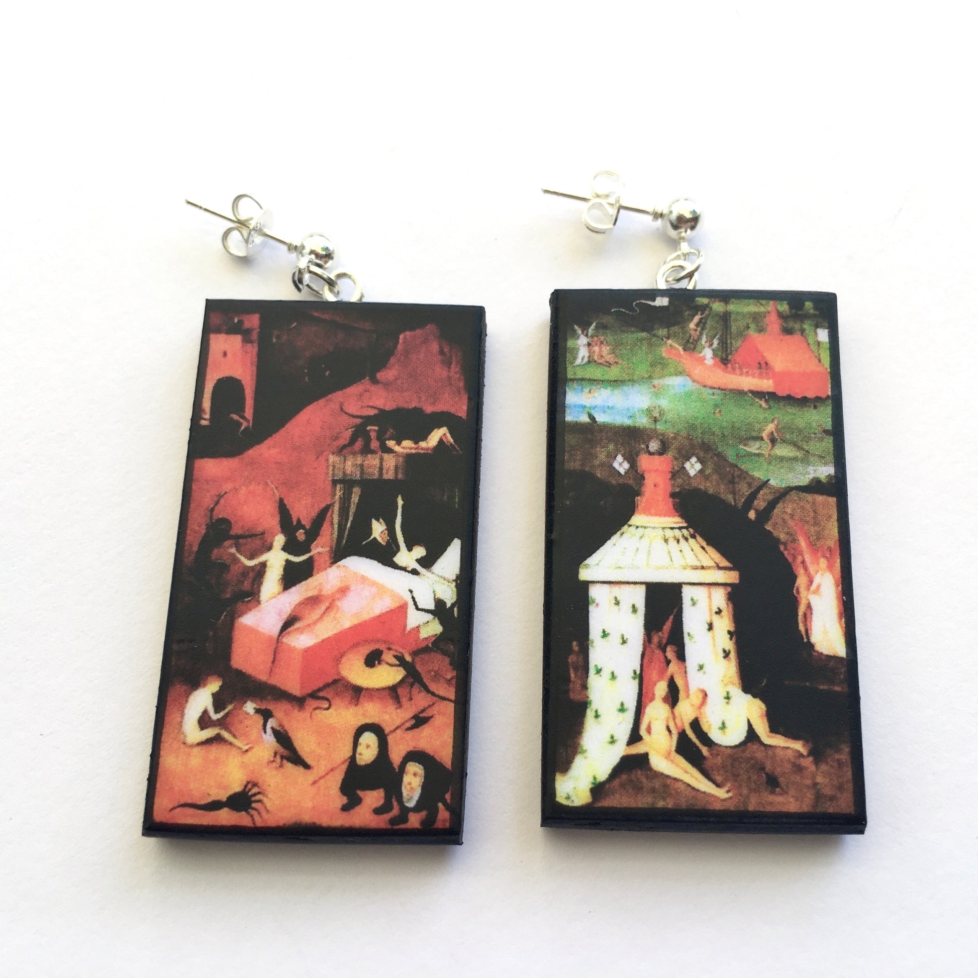 Museum-Inspired Sustainable Earrings Hieronymus Bosch art earrings Obljewellery