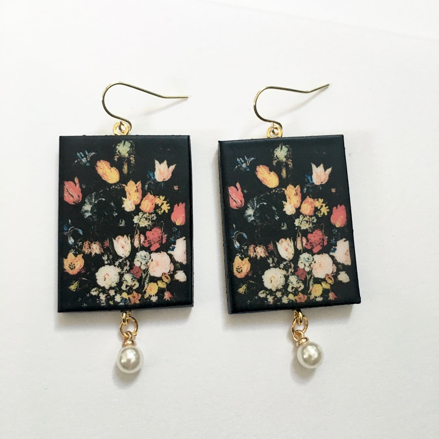 Museum-Inspired Sustainable Earrings Bruegel flower earrings with pearls Obljewellery