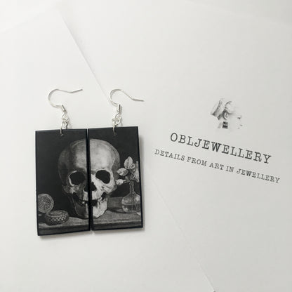 Museum-Inspired Sustainable Earrings Memento Mori art earrings Obljewellery