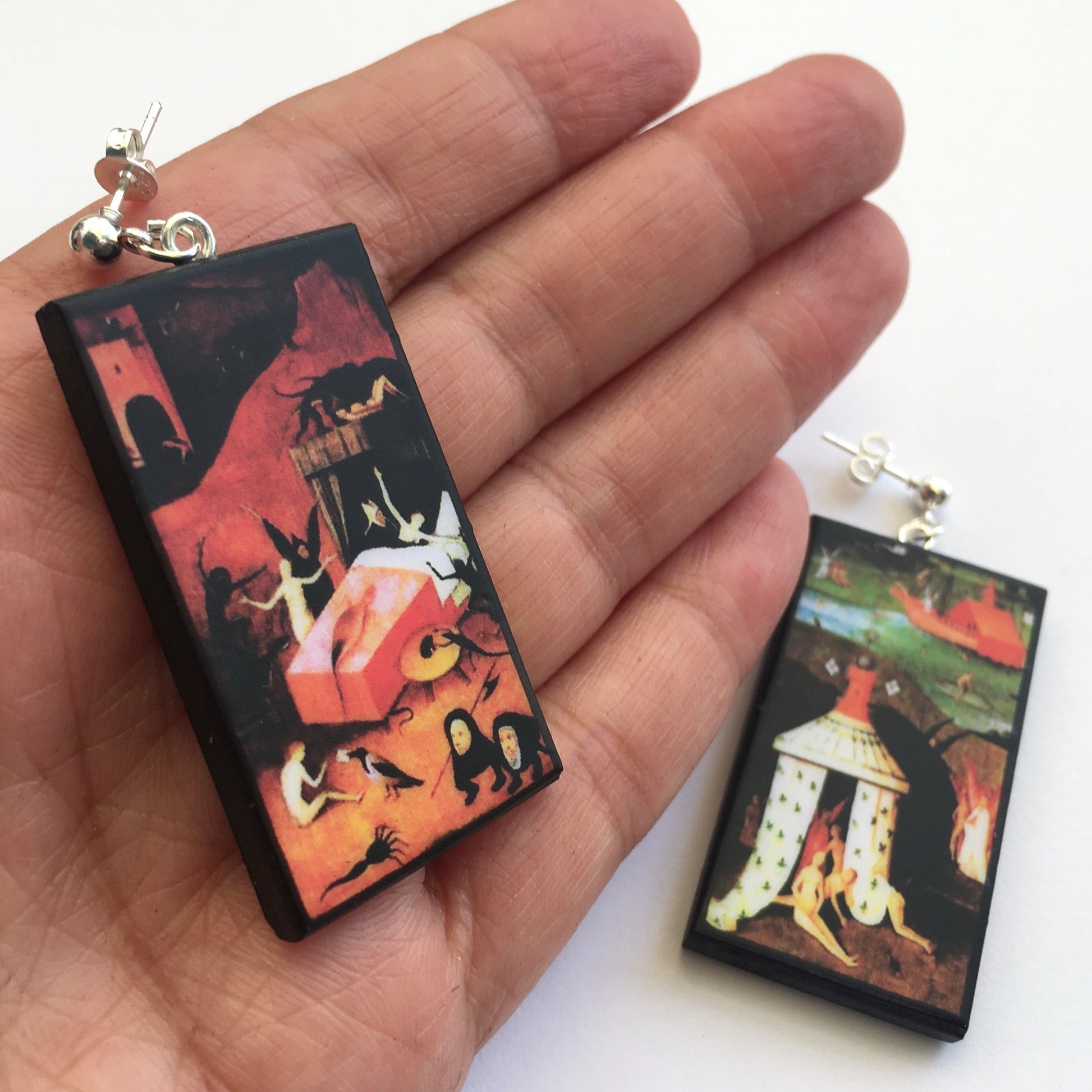 Museum-Inspired Sustainable Earrings Hieronymus Bosch art earrings Obljewellery