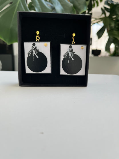 Museum-Inspired Sustainable Earrings Minimalist Bauhaus Wooden Drop Earrings - Sustainable Art Jewelry Obljewellery
